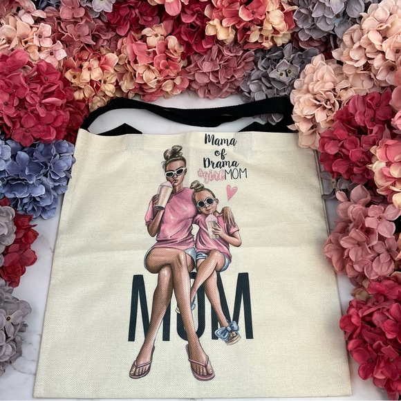 Eco-Friendly Mama of Drama Girl Mom Folding Tote Bag - Picture 5 of 14